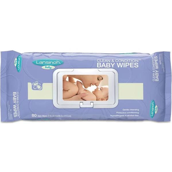 Lansinoh, Clean & Condition Baby Wipes, 80 Wipes