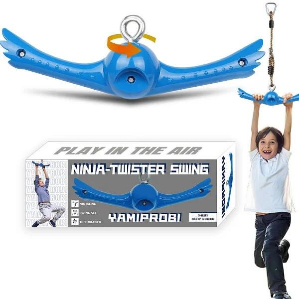 Ninja Twister Swing Spins Set: Slackline Attachments - 360° Handle Twist Spin Flips Toy Activate Ninja Powers - Ninja Line Accessories - Kids Ninja