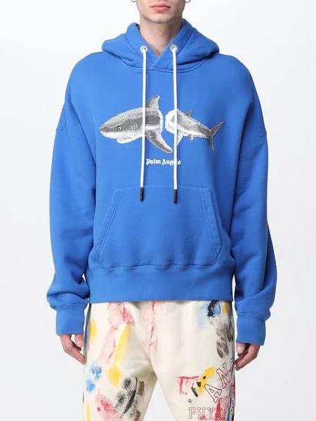 Palm Angels - Men - Logo-Print Appliquéd Cotton-Jersey Hoodie Blue - L