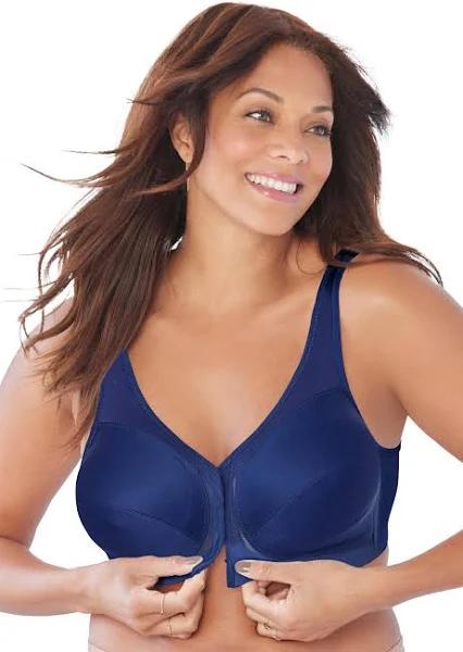 Glamorise Magiclift Front-Closure Posture Back Wire-Free Bra - Blue 24C 1265 Plus Size Bra - AfterPay Available