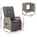 Gardeon Recliner Chairs Outdoor Sun Lounge Setting Patio Furniture Wicker Sofa