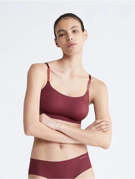 Calvin Klein Invisibles Comfort Lightly Lined Retro Bralette in Red XS