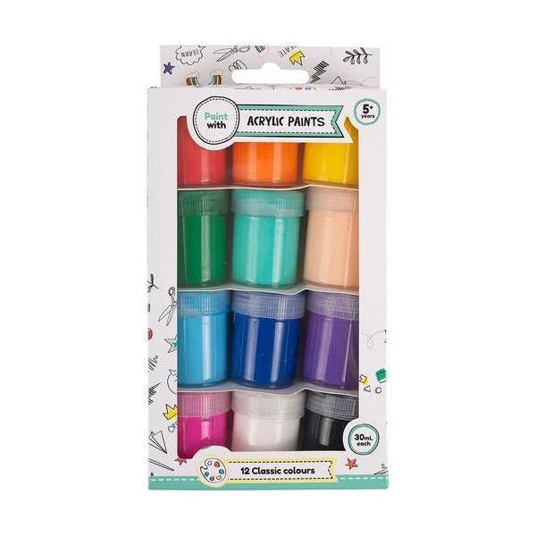 Play Learn Create 12 Pack Acrylic Paint - Classic