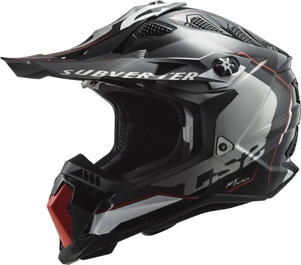 LS2 MX700 Subverter Evo Arched Motocross Helmet, black-silver, Size M