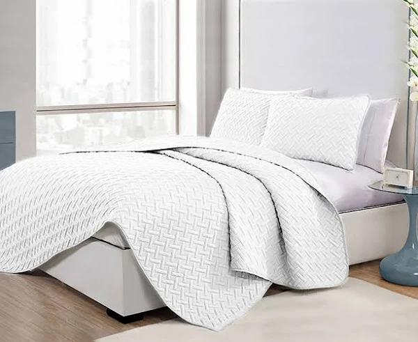 3 Piece Ramesses Embossed Comforter Set Queen White