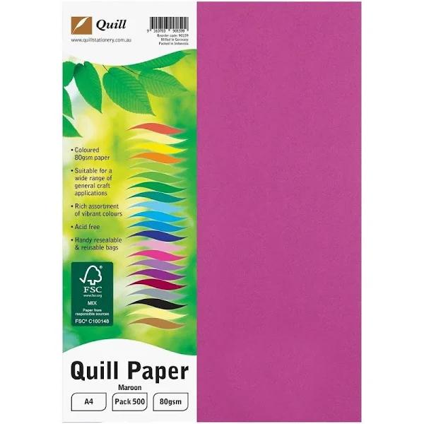 Quill XL MULTIOFFICE Paper A4 80gsm Maroon (Pack of 500)