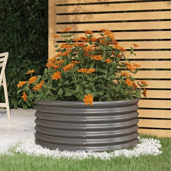 Garden Planter Powder Coated Steel 80x80x36 cm Grey