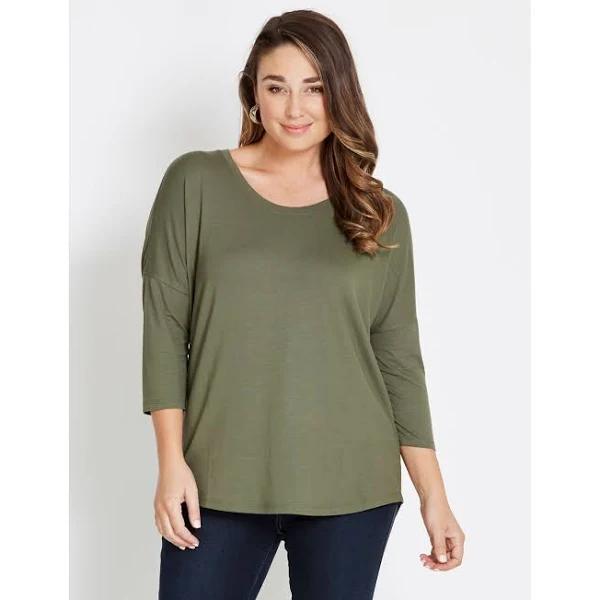 Katies 3/4 Sleeve Visc Elast Tee - Womens - Khaki Size Medium - AfterPay & zipPay Available