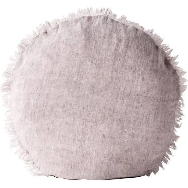 Aura Home Vintage Linen Fringe 55cm Round Cushion in Dusk Purple