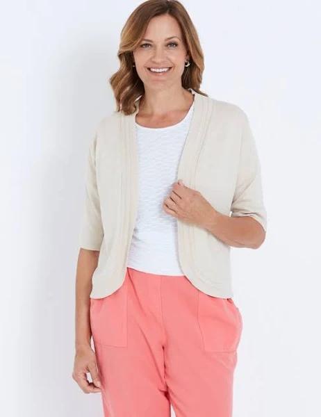 Millers Elbow Sleeve Crop Cardigan - Womens - Oatmeal Melange