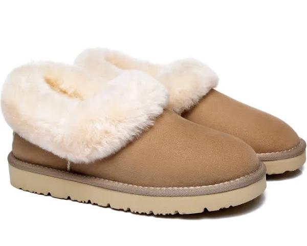 TA Women UGG Slippers Clarrie Sheepskin Slippers Two Way Wear Sand-36