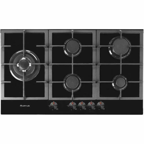 Artusi 90cm Gas Cooktop Black Glass CAGH9000B