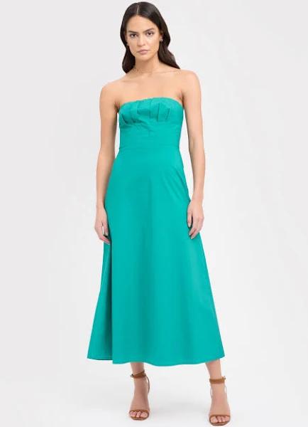 Poplin Strapless Dress 38 (10) / Teal