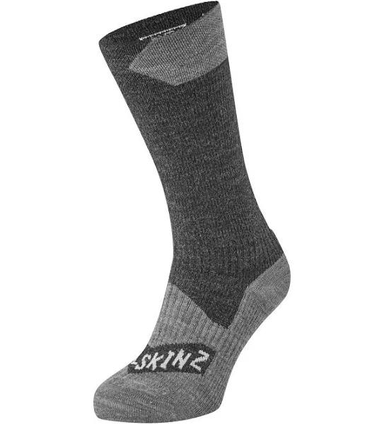 Sealskinz Waterproof All Weather Mid Length Socks - Black/Grey Marl