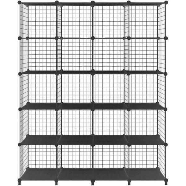 Ausway Metal Wire Cube Storage DIY 20 Cubes Modular Storage Shelf Closet Black