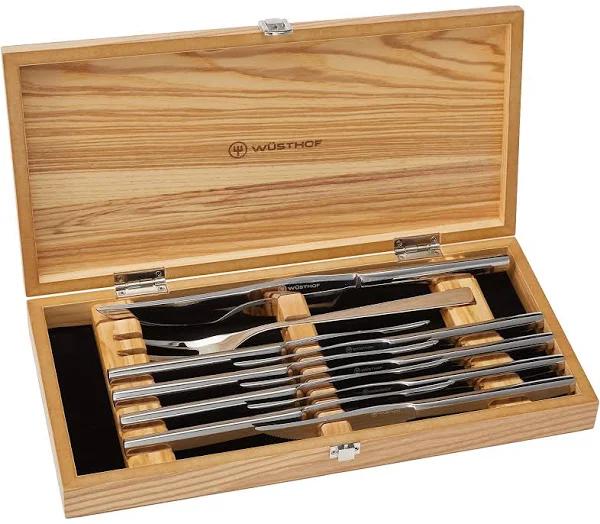 Wusthof 10 Piece Stainless Steel Steak Knife & Carving Set Black