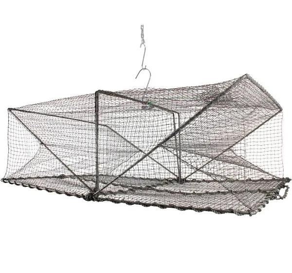 Fishteck 88x59cm Rectangular Yabbie Shrimp/crab Trap Outdoor Fishing Cage Black