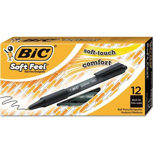 Bic Soft Feel Ballpoint Pen Retractable Black Bx12