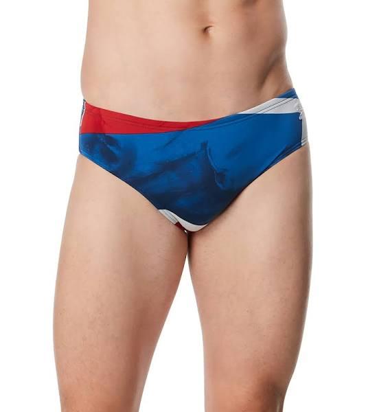 Speedo Men's Coded Riff Brief Swimsuit - Red/White/Blue - Swimoutlet.com