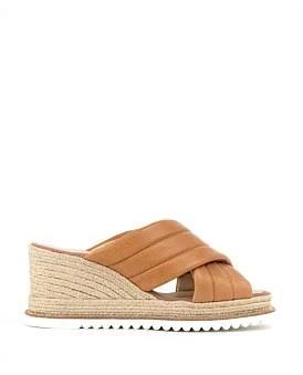 David Jones Edward Meller Morgan Quilted Crossover Espadrille in Tan, Size 38 EU