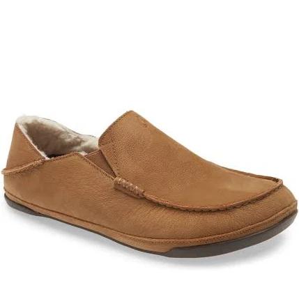 OluKai Kipuka Hulu Convertible Genuine Shearling Lined Slipper Toffee Leather