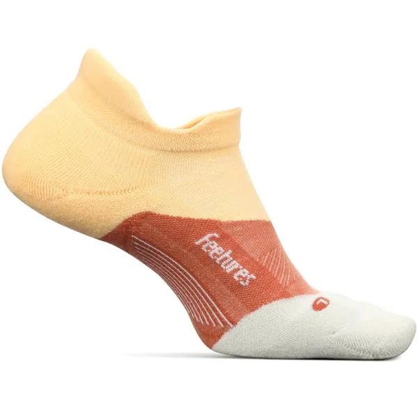 Feetures Elite Max Cushion No-Show Tab Sock, The Running Company, Electric Peach / Large