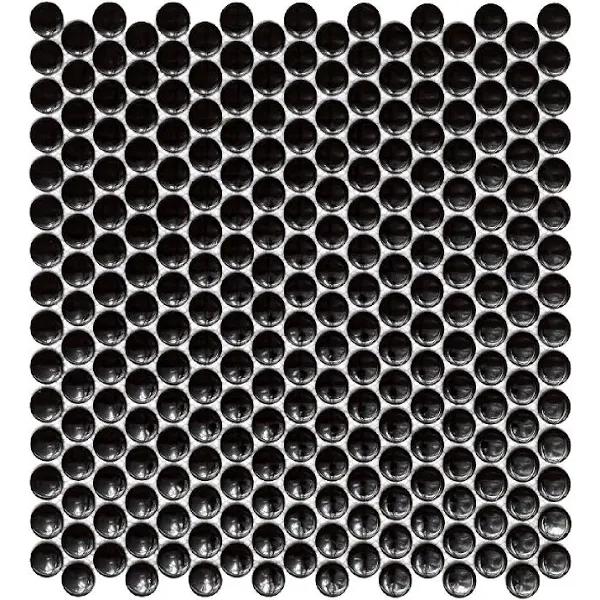 Black Penny Round Gloss Porcelain Mosaic Tile - The Build