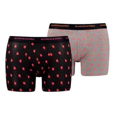 Scotch & Soda Palm Boxer Shorts Black Grey (2 Units) - L