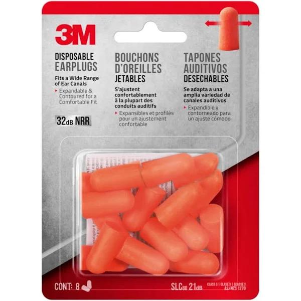 3M Disposable Earplugs 8 Pairs/Pack - 20 Packs/Case