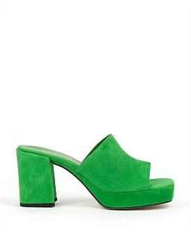 David Jones Edward Meller Tilla90 Platform Slide in Green Suede, Size 40 EU