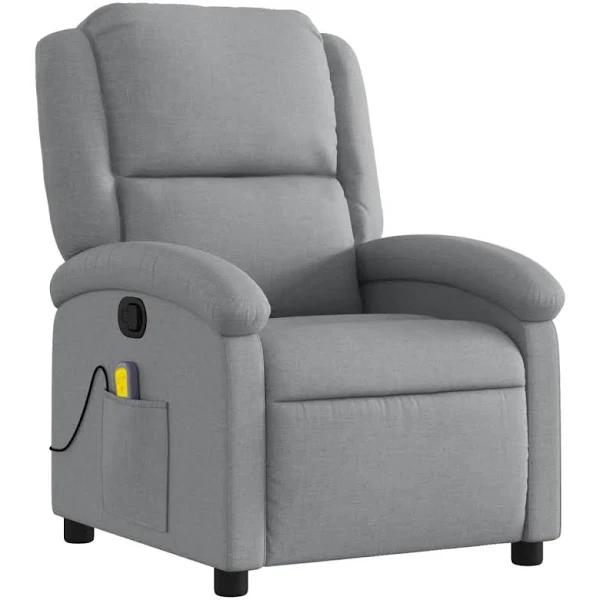 Massage Recliner Chair Light Grey Fabric vidaXL