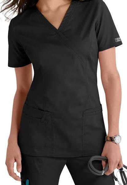 Cherokee Core Stretch 4728 Scrubs Top Women's Mock Wrap Black