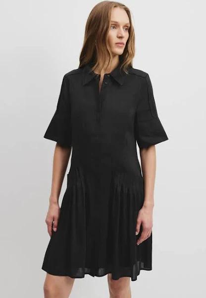 Country Road Tuck Pocket Detail Mini Dress in Black 4