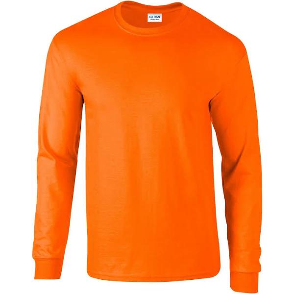 Gildan Unisex Adult Ultra Plain Cotton Long-Sleeved T-Shirt S Orange XXL