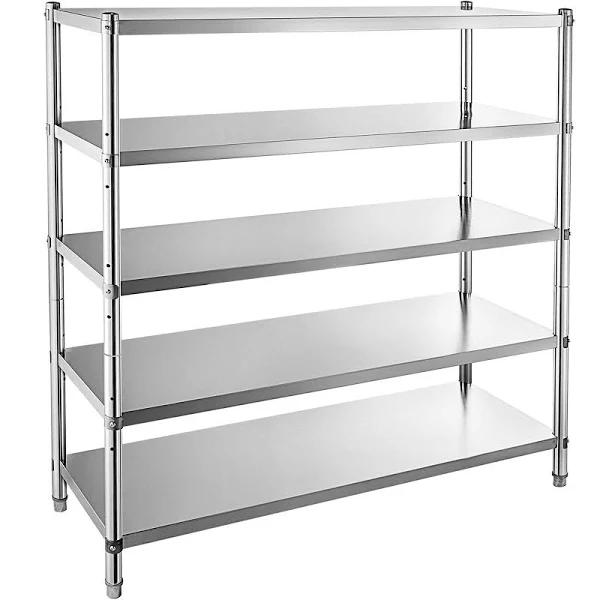 VEVOR Stainless Steel Shelves 47.5x18 Inch 5 Tier Adjustable Shelf Storage Unit Stainless Steel Rack Shelving Heavy Duty Shelving For Kitchen