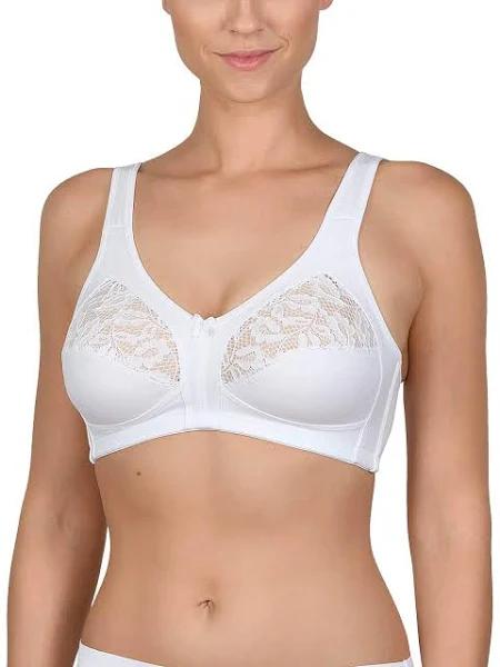 Wide Strap Full Coverage Wirefree Cotton Bra, White / 20DD by Naturana