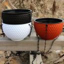 SOGA 2x White Small Hanging Resin Flower Pot Self Watering Basket Planter Outdoor Garden Decor