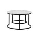 Oikiture Set of 2 Coffee Table Round Nesting Side End Table White & Black