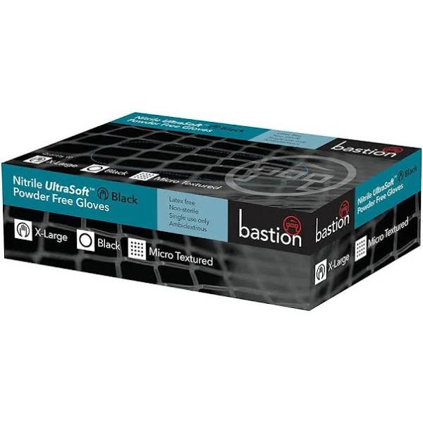 Bastion Nitrile Ultra Soft Powder Free Gloves X-Large - Black 100 Pack