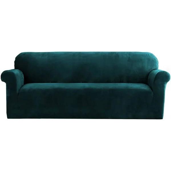 Artiss Velvet Sofa Cover Plush Couch Cover Lounge Slipcover 4 Seater Agate Green