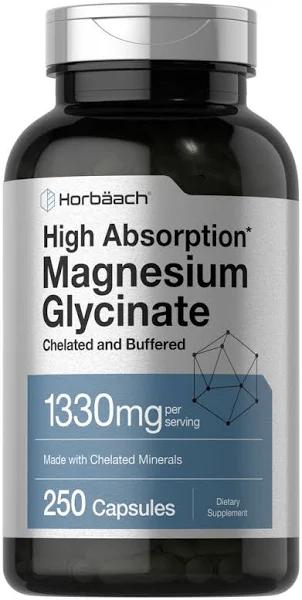 Magnesium Glycinate 1330mg | 250 Capsules | buffered and Chelated | No