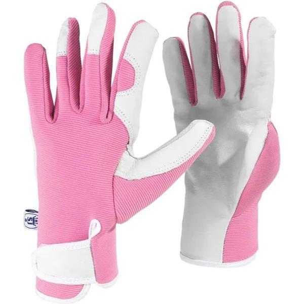 Spear & Jackson Gardening Leather Glove, Pink, Medium