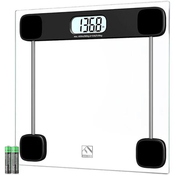 FITINDEX Bathroom Scale for Body Weight Digital Weighing Scale Large LCD Display