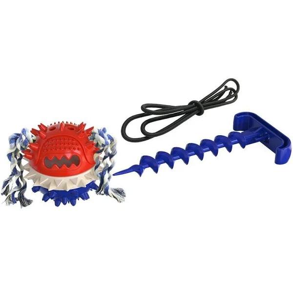 Anti Boredom Fun Dog Ball Toy with Ground Stake - Blue - AfterPay & zipPay Available