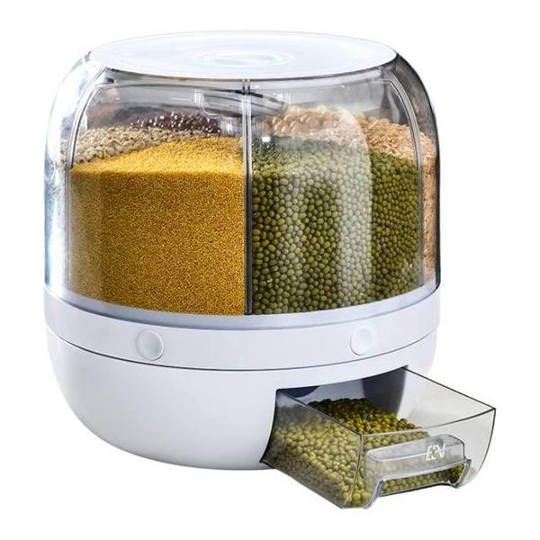 GOMINIMO 6 in 1 360° Rotating Grain Dispenser with Lid Rice Storage Container