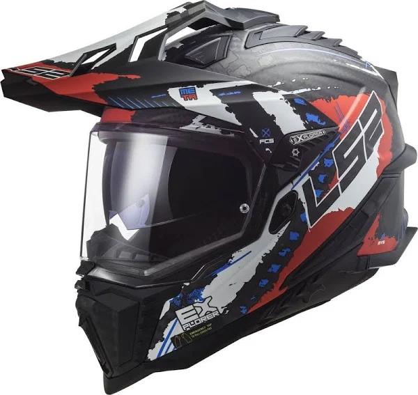 LS2 MX701 Explorer C Extend Carbon Motocross Helmet, black-red, Size M