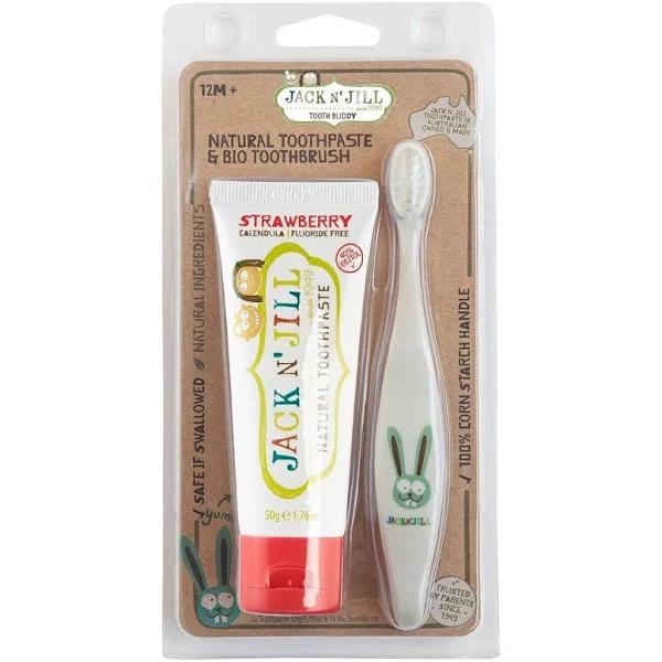 Jack N' Jill Tooth Buddy Strawberry Toothpaste & Bio Toothbrush 12m+