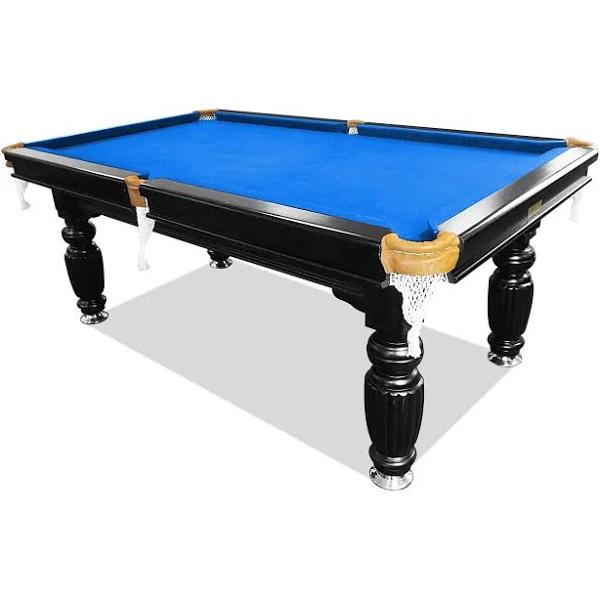 8ft Luxury Slate Pool Table Solid Timber Billiard Table Professional Snooker Game Table with Accessories Pack,Black Frame - Blue