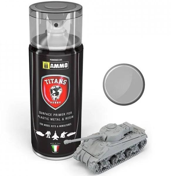 Ammo by MIG - Titans Hobby - Aerosol Spray - Light Grey Matt Primer 400ml | Ozzie Collectables