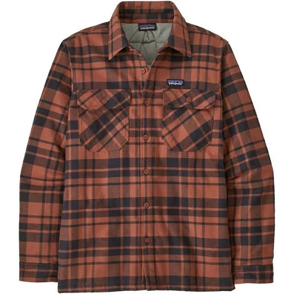 Patagonia - Men's Insulated Organic Cotton MW Fjord Flannel Shirt - Ice caps: Burl Red Medium